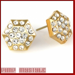 Perfect rhombus of ice golden rhodium earrings