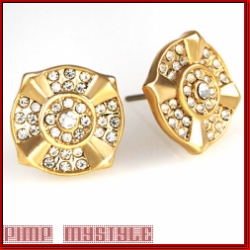 Iced out circle of ice golden rhodium earrings