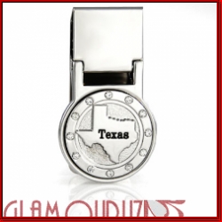 Silver State Of Texas W/Stones Money Clip
