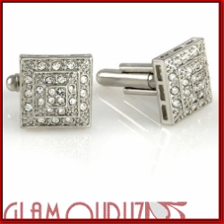 Iced out cubic piramide silver cuff links