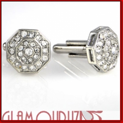 Replete with ice octagonal silver cuff link