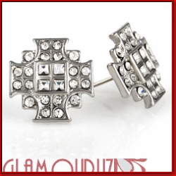 Exclusive silver rhodium cross earrings
