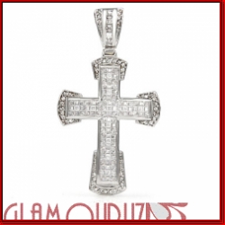 Cubic Centered Clear Ice Four Handles Silver Cross