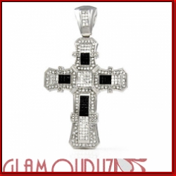 Iced out bling n Black/Silver Cross