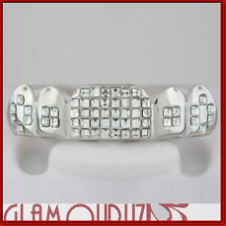 Fifty Eight Squares Of Ice Rhodium Plated Playa Grillz