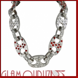Designer Stone Chain Clear and Red Stones