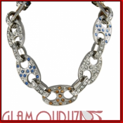 Designer Stone Chain Clear and Blue Stones