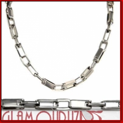 Silver rhodium angular links chain
