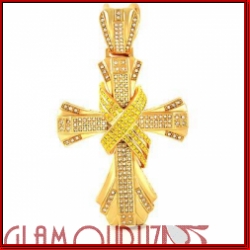 Gold Cross with Clear Stones