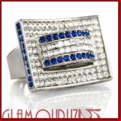 Icedout Silver Balla Ring with Blue Trim