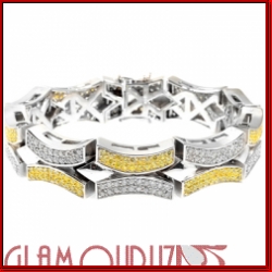 Sterling Silver Micro Pave Yellow/ White Shazy Bracelet