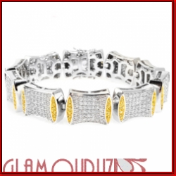 Sterling Silver Micro Pave Yellow/ White Hollywood stories Brace
