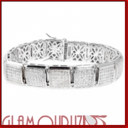 Sterling Silver Micro Pave white Honey Comb Bracelet