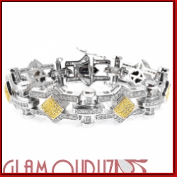 Sterling Silver Micro Pave Yellow/ White Dream Star Bracelet