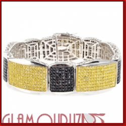 Sterling Silver Micro Pave Yellow/ Black King of Kings Bracelet