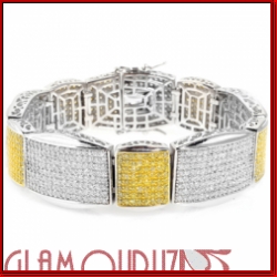 Sterling Silver Micro Pave Yellow/ White King of Kings Bracelet