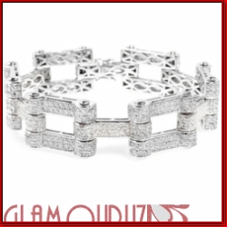 Sterling Silver Micro Pave white Swagger Bracelet
