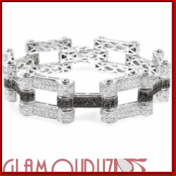 Sterling Silver Micro Pave Black/ white Swagger Bracelet