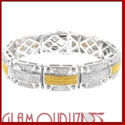 Sterling Silver Micro Pave Yellow/ White Show & Tell Bracelet