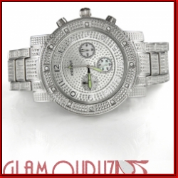 Iced Out 3 Chronograph Silver Metal Band Watch
