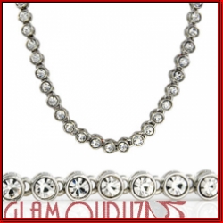 76cm inches clear iced silver hip hop stone chain 4mm