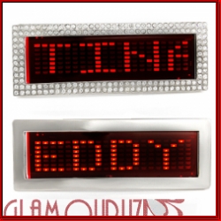 Silver and Iced Out Red LED Scrolling Text Belt Buckle Combo