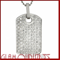 Sterling Silver Austrian Crystal Iced Out Dog tag