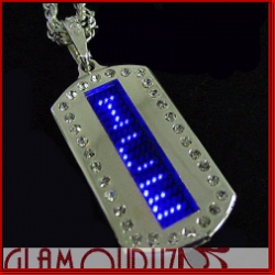 Scrolling Blue Text LED Dog Tag