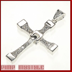 Multi Flex Sterling Silver Iced out Cross Pendant