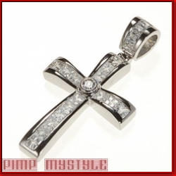 sterling silver CZ cross pendant with a solid back (high polishe