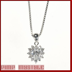 Stylish Heart CZ Diamond like Ladies Necklace-White