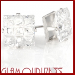 Iced Out C.Z. Cross Cut Square Earrings