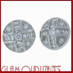 Sterling Silver Round Cross Of Ice Mens Earrings