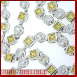 Sterling Silver 30 Square Yellow Bezel & Clear Round Stones Chai