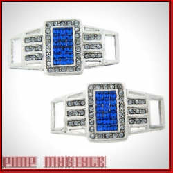 Ring Style All Blue Stones Center Pair Of Silver Shoe Tags