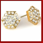 Perfect rhombus of ice golden rhodium earrings