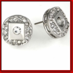 square upon circle of ice rhodium earrings