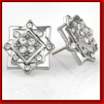 Square upon square layers of bling silver earrings
