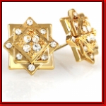 Square upon square layers of bling golden earrings