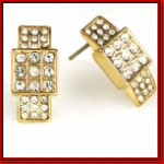 Golden rhodium rectangular square earrings