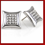 Bling n silver rhodium square earrings