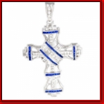 Sash Of Royal Blue Ice Silver Cross