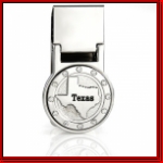 Silver State Of Texas W/Stones Money Clip