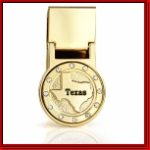 Gold State Of Texas W/Stones Money Clip