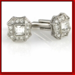Iced out frame on cubic stone silver cuff link
