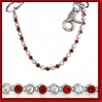 30 inches clear/red iced silver hip hop stone Jean chain 8mm