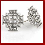 Exclusive silver rhodium cross earrings