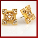 Four points of ice golden rhodium earrings