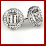 Iced out square between circle frame earrings