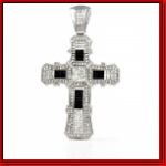 Iced out bling n Black/Silver Cross